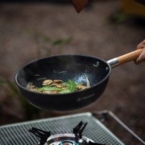 Hot Maple Shanhouse Aluminum Alloy Fried Pot Outdoor Camping Single Bob Beech Handle Portable Dismantled Picnic Fever
