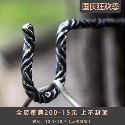 Reforged titanium alloy lamp adhesive hook handmade twist pattern retro outdoor camping buried light tent pole lamp holder