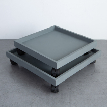 Imitation cement flower pot tray square with sliding universal wheel mobile water tray pad base can brake black and white household