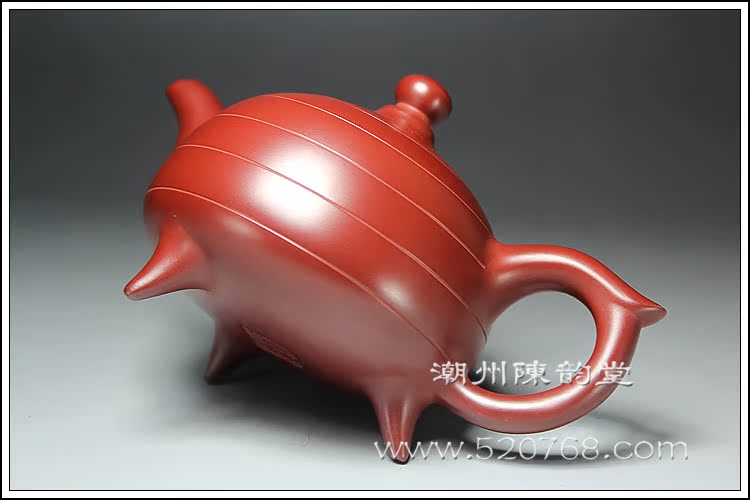 潮州手拉壶名家创意古典全手工 章燕城朱泥手拉壶 收藏紫砂壶_7折现价