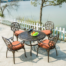 Outdoor cast aluminum tables and chairs open-air villa yard barbecue iron table and chairs outdoor famous places outside the carbon oven large round table