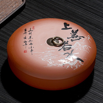 Puer tea cake tin tea pot purple sand large double wake tea tank single layer storage box round box retro Puer tea box