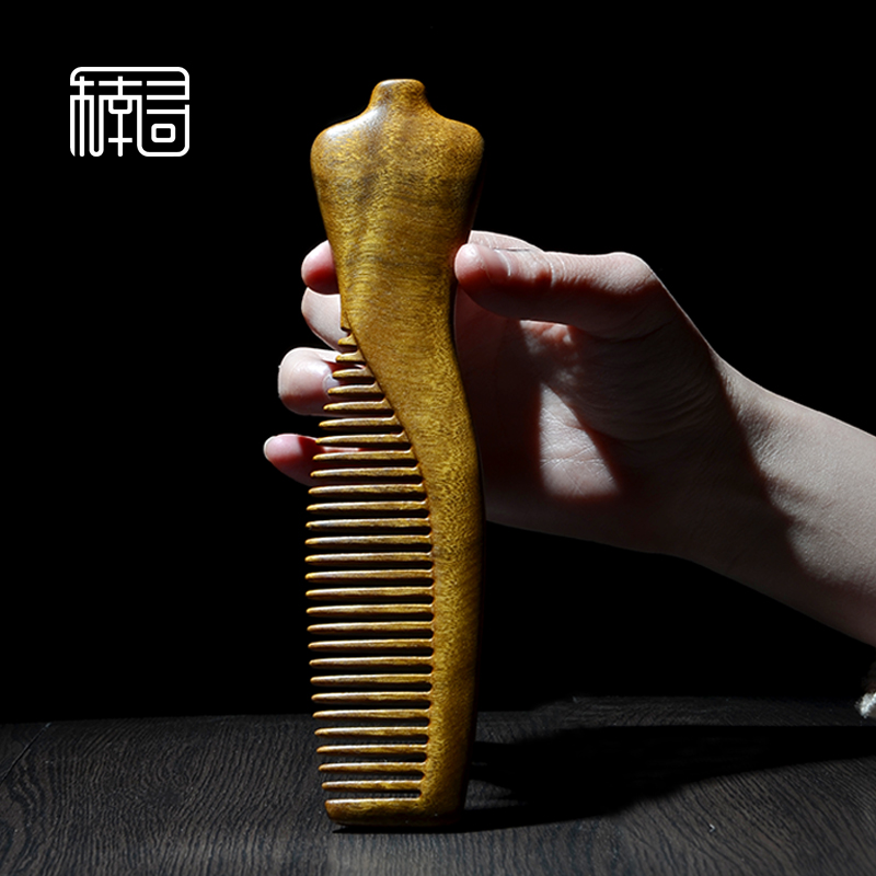 nanxun gold silk nanmu ebony cheongsam comb hand carved wedding gift girl home anti-static natural wood comb