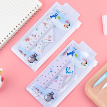 4-in-one ruler set student ruler 15cm ruler triangle plate protractor learning stationery practical Prize
