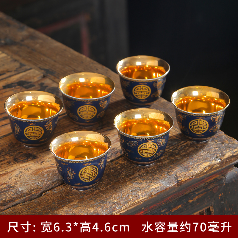 Tasted silver gilding single master cup checking ceramic sample tea cup with silver bladder ji the qing kung fu tea cups