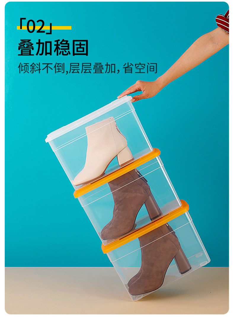 抽拉鞋盒收纳盒透明塑料抽屉式防潮防氧化推拉便携式宿舍盒