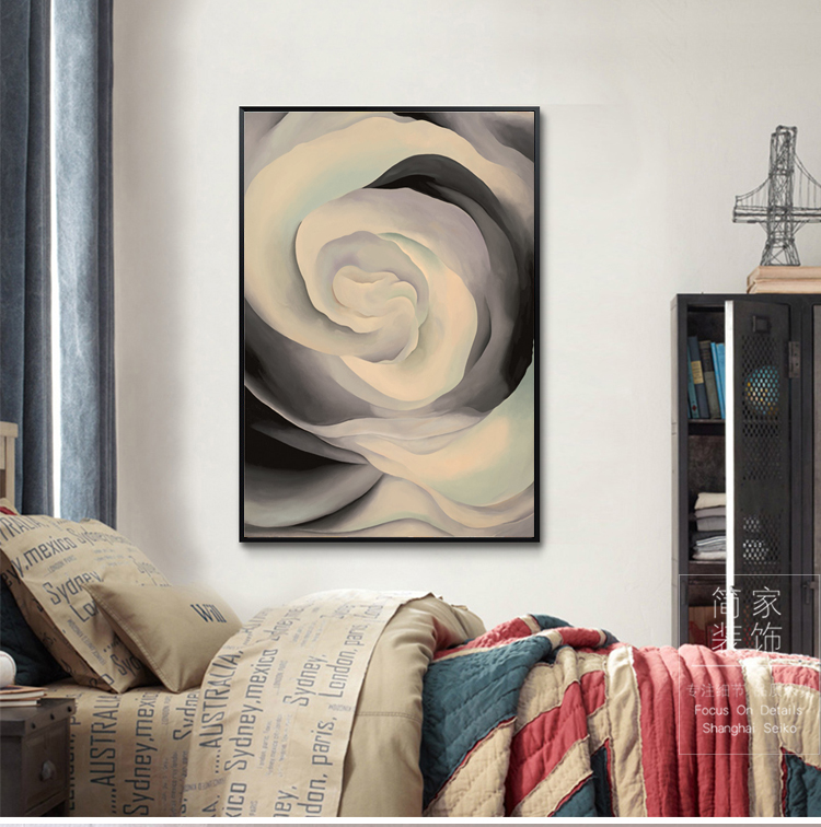 现代简约抽象客厅装饰画沙发背景墙挂画样板房艺术画玫瑰花芯壁画