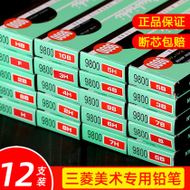 Mitsubishi pencil 9800 drawing pencil drawing professional drawing pencil student art writing black lead uni Japanese Wood Pencil 12 sets HB2B multi Gray official flagship store same model