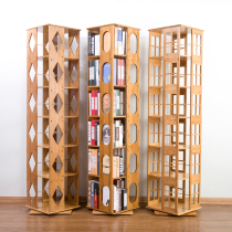Nanzhu rotating bookshelf 360 degree student childrens assembled bookcase modern simple floor shelf Living room solid wood