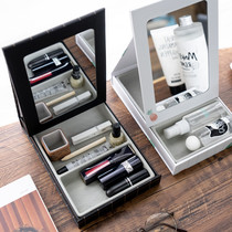 Mirror cosmetic mirror foldable dormitory Desktop Storage Princess Mirror dressing desktop student cute girl heart