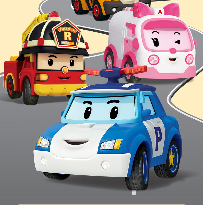 正版变形警车珀利玩具变形机器人罗伊消防车安巴救护车poli救援队