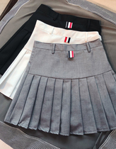 Zhang Xiaonan skirt female spring and autumn 2021 new retro high waist a-line short skirt thin gray tb pleated skirt