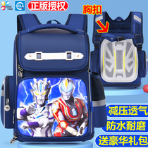 JED Ultraman elementary school student school bag boys first second and third grade handsome boy backpack spine protection and load reduction backpack