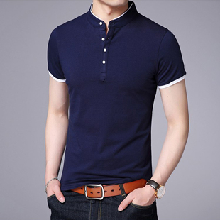 男士短袖t恤 纯棉男装夏季新款圆领半袖全棉体恤衫青中年韩版潮流