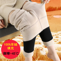 Ordos cashmere leggings women plus velvet thickened winter wear high waist thin foot wool warm pants