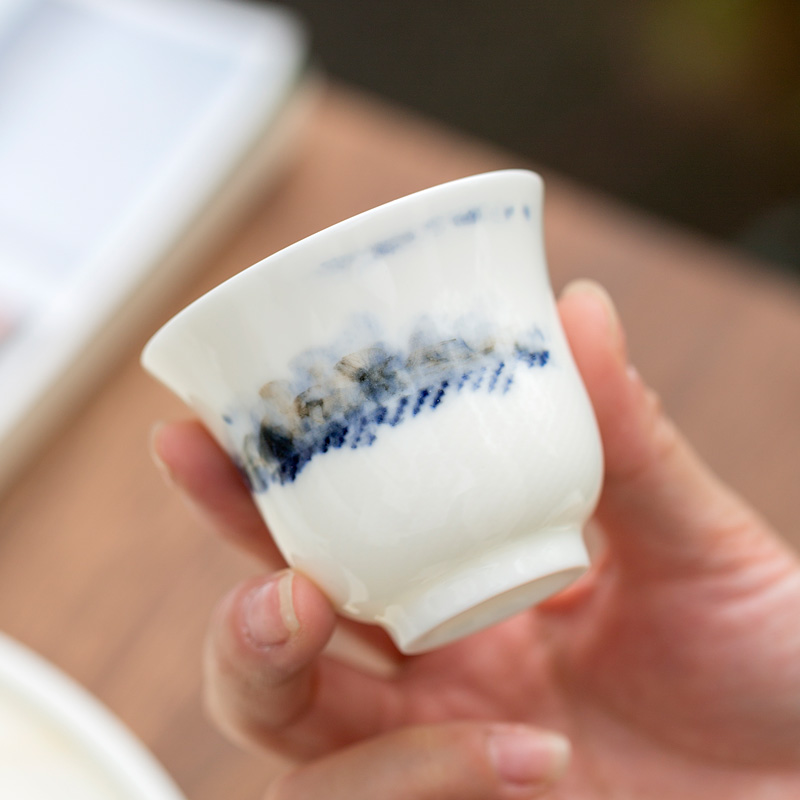 Tang s hand - made of ink painting masters cup single tea cup, kung fu tea set ceramic bowl sample tea cup white porcelain cups