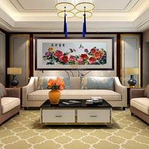 Zhensi Suxiu finished product living room painting peony embroidery painting soft frame 2 meters 4 rich and glorious flowers bloom and rich silk thread embroidery