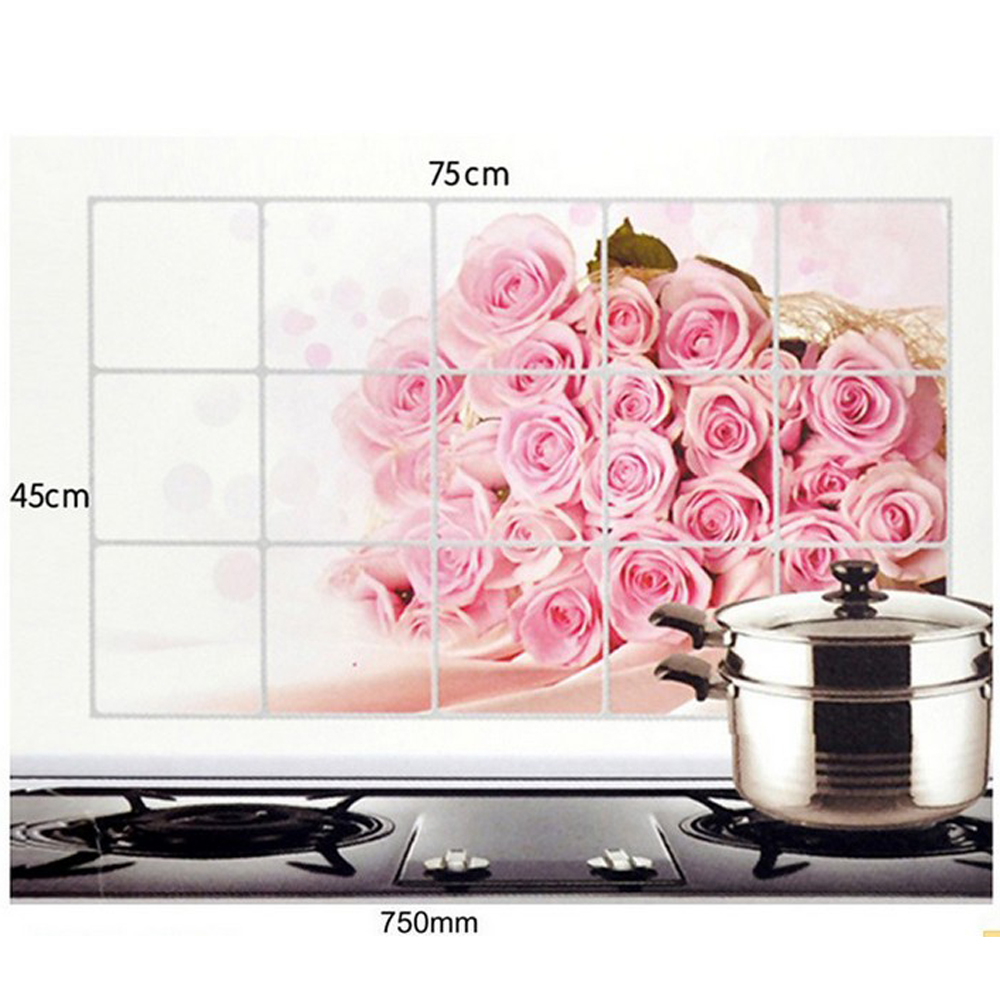 2 pieces of self-adhesive heat-resistant and oil-proof stove kitchen waterproof wallpaper and greaseproof paper oil fume stiers