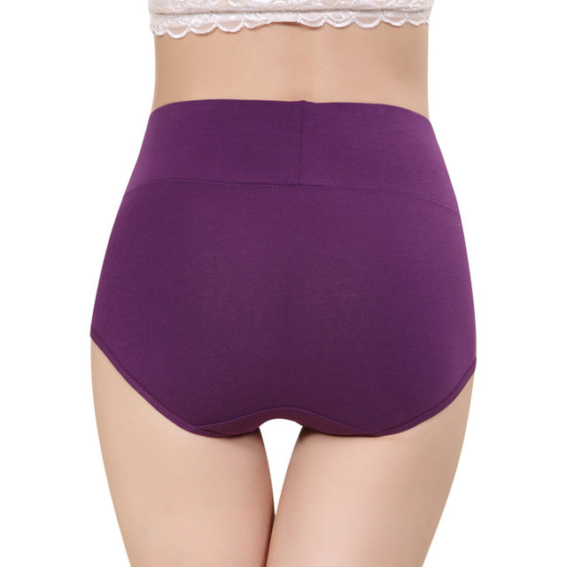 Langsha High Waist Underwear ຂອງແມ່ຍິງຝ້າຍບໍລິສຸດ Sexy Tummy ການຄວບຄຸມເດັກຍິງ underwear ຝ້າຍບໍລິສຸດລຸ່ມສີມ່ວງ briefs ສັ້ນ