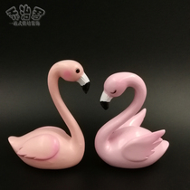 Flamingo cake decoration pink romantic birthday cake decorated pink love bird swan baking decoration