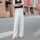 White high waist wide leg pants women's spring and summer drape straight trousers loose loose thin chiffon nine points casual trousers White high waist wide leg pants women's spring and summer drape straight trousers loose loose thin chiffon nine points casual trousers