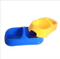 Exquisite meals and drink water with pet food bowl plastic double bowl