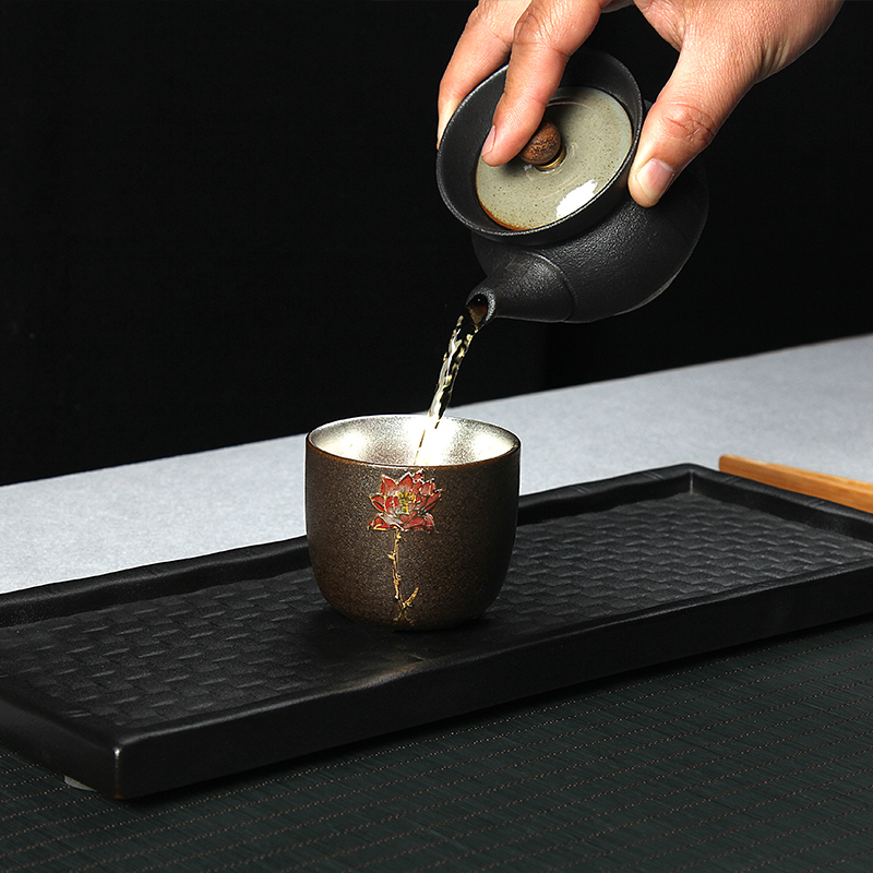 Jingdezhen hand - made ceramic cup silver 999 kung fu tea tea set to restore ancient ways, pure manual individual CPU master CPU