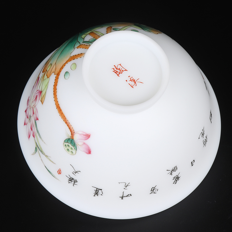 Artisan fairy orphan works hand - made only three tureen dehua white porcelain cups tureen kung fu tea set household ceramic tea bowl