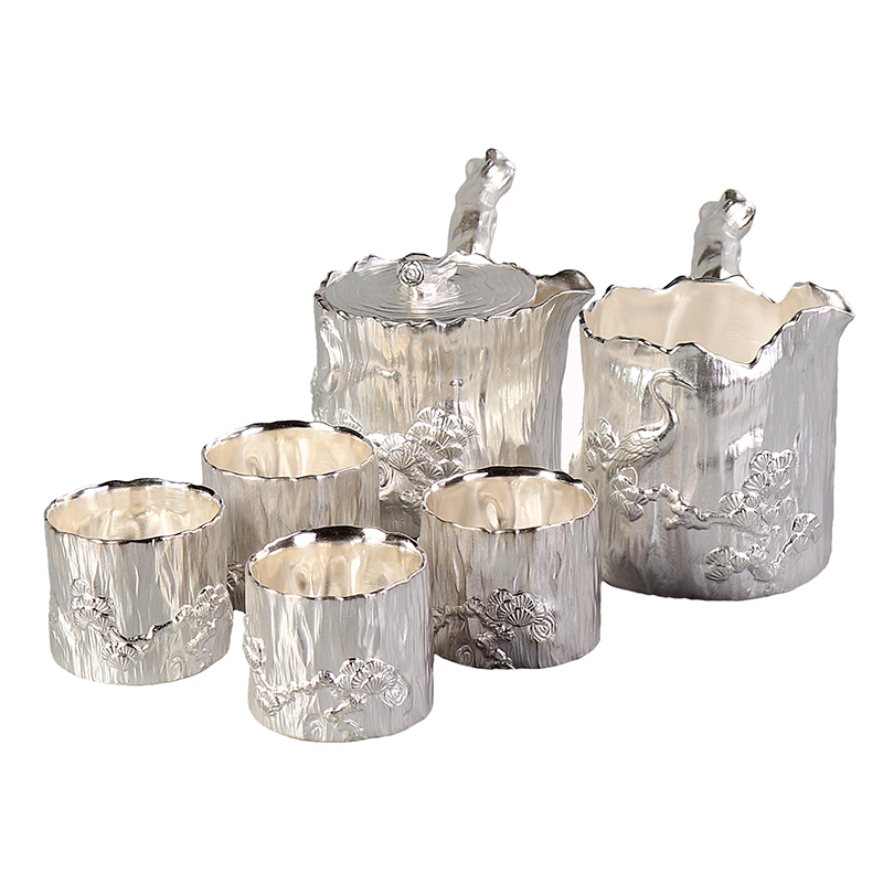 High - grade silver tea set 999 sterling silver coppering. As pure manual contracted household ceramics Chinese kung fu tea set of the complete set of suits for a