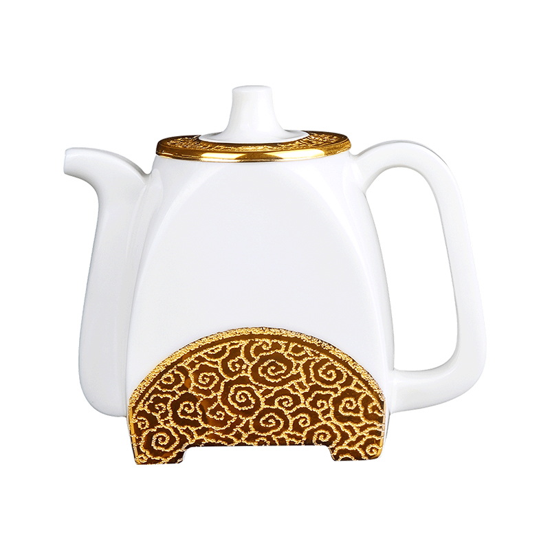 Artisan fairy gold dehua white porcelain teapot single pot of kung fu tea set ceramic checking belt filter teapot