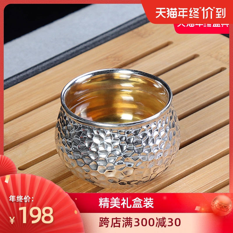 Artisan fairy tea tasted silver gilding ceramic cups, pure manual Japanese household kung fu tea cups master cup for cup