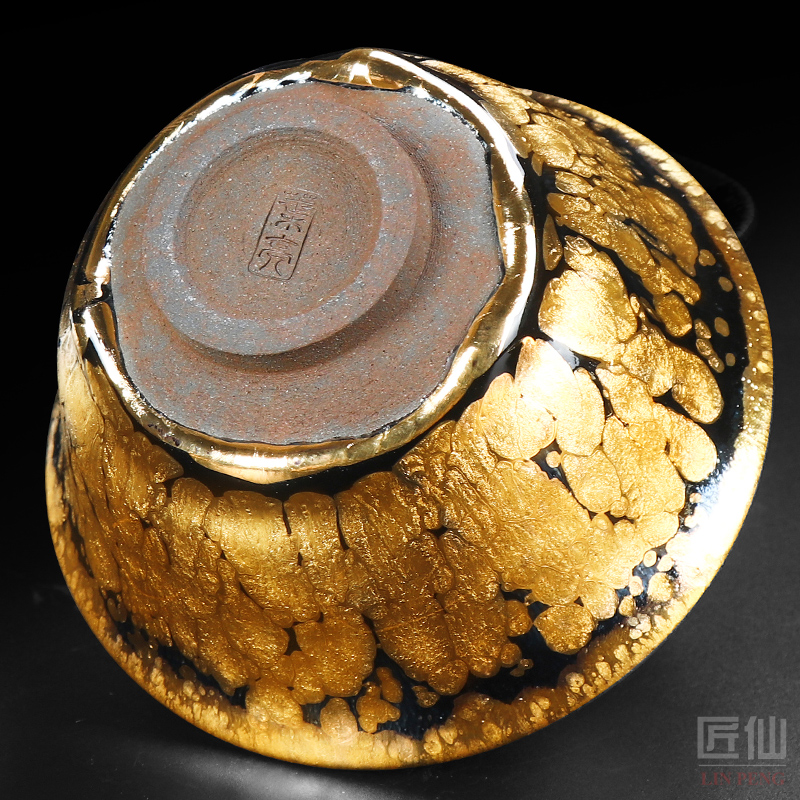 Artisan fairy gold oil droplets built lamp that only three tureen ceramic household use under high - grade tea tray with large bowl of restoring ancient ways