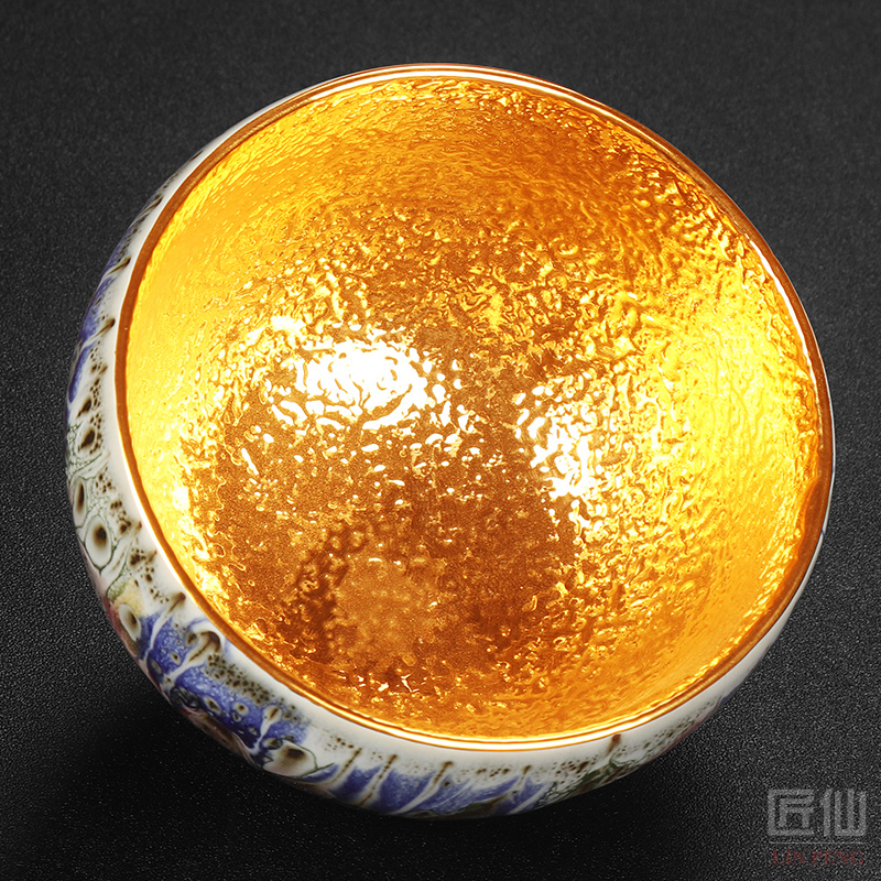 The Master artisan fairy Lai Xinkui 24 k gold cup ceramic cups single temmoku gold oil droplets built famous masters cup