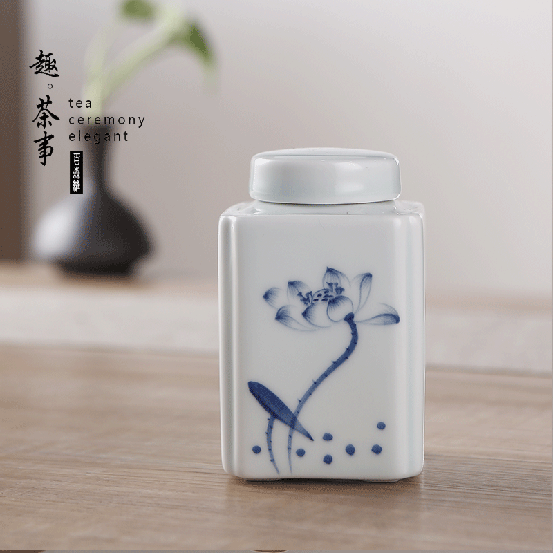 Babson d dehua white porcelain tea pot creative move hand - made ceramic seal moisture small tea storage tank