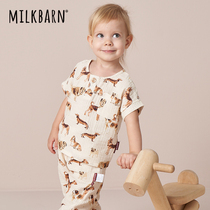 Milkbarn Baby Short Sleeve Unisex Baby Kids Sweatshirt Thin Breathable Heating Bottom Top