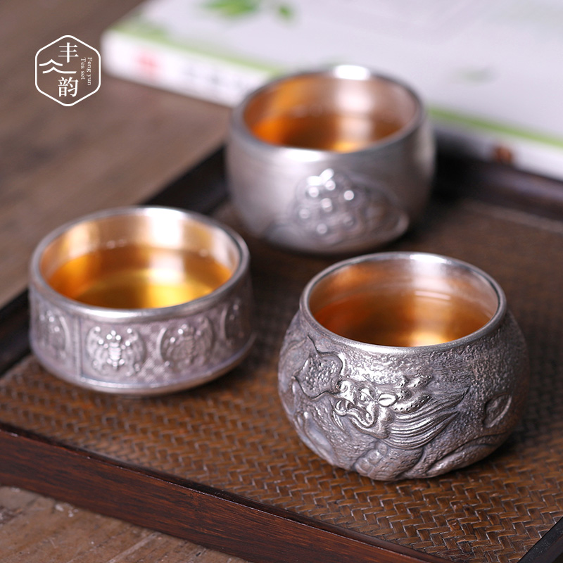 Tasted silver gilding BaoLong masters cup ceramic cups all large restoring ancient ways kung fu tea set pure manual single cup sample tea cup