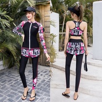 Long sleeve swimsuit womens split trousers three slim sunscreen quick-dry surfing snorkeling jellyfish clothes seaside hot spring swimsuit