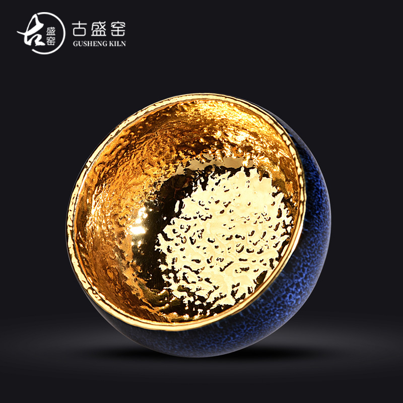 Lai Xinkui 24 k gold cup built one masters cup checking ceramic household kung fu tea set variable cup single CPU