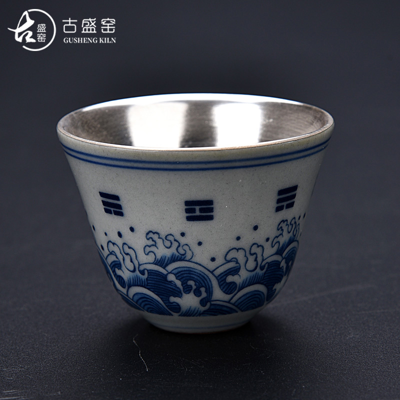 Ancient sheng up market metrix who only tea cup silver ceramic sample tea cup set silver cups, kung fu bowl is pure manual coppering. As silver cup