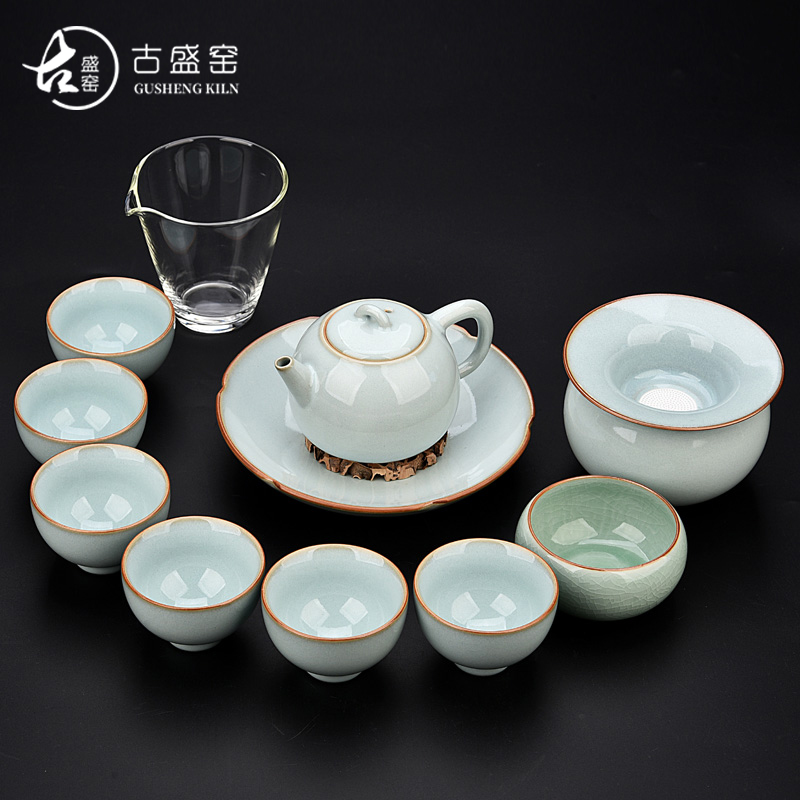 Ancient fill your up up tea set the set of contracted household ceramics kung fu tea cup side teapot porcelain up tea set