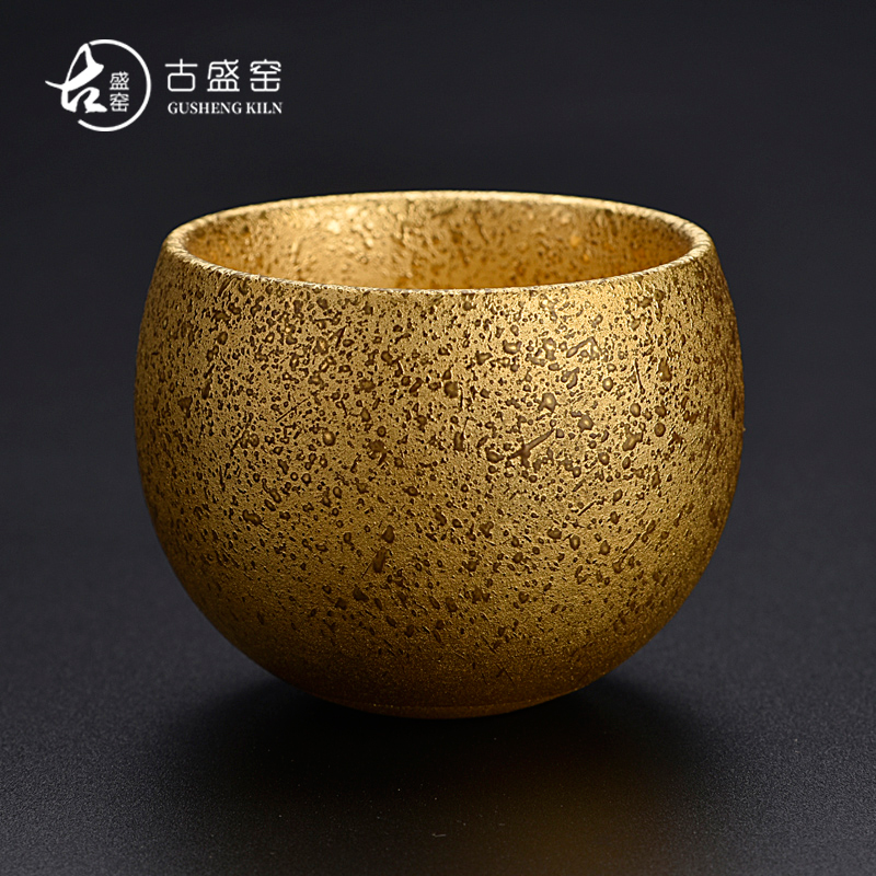 Ancient gold cup sheng up with 24 k gold particles sample tea cup single cup tea tea service manual ceramic bowl masters cup