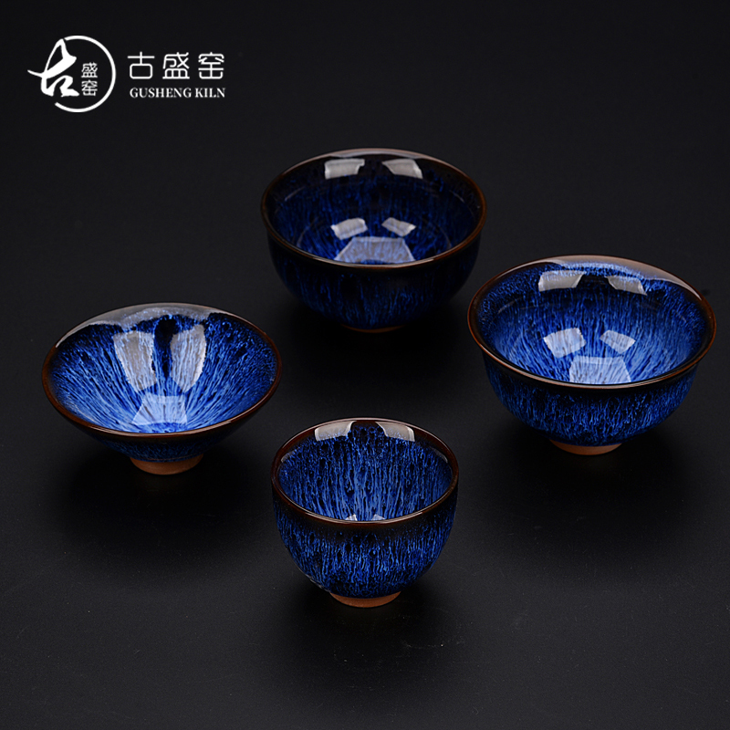 The ancient sheng up up kung fu tea cups of household ceramic sample tea cup temmoku built light tea master cup single CPU