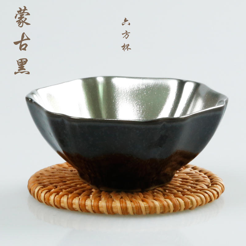 Ancient sheng tasted silver gilding ceramic up new petals Mongolia black silver bowl to build one sample tea cup cup single CPU kung fu master