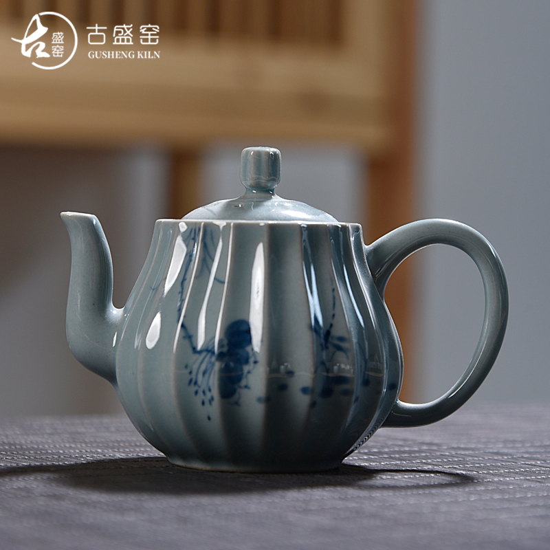 Ancient sheng hand - made porcelain up ceramics kung fu tea set manual tea single pot of pu - erh tea tea kettle with tea