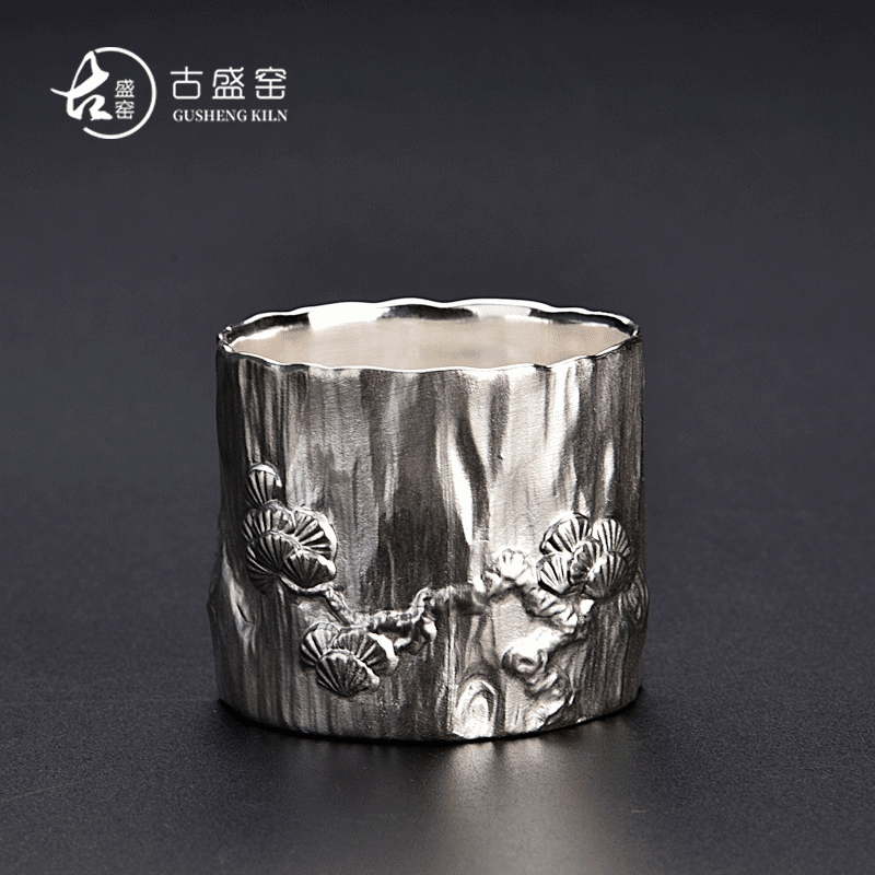 Ancient sheng up new gift boxes ceramic coppering. As silver pine crane tea large sample tea cup tea variable fragrance - smelling cup, master cup