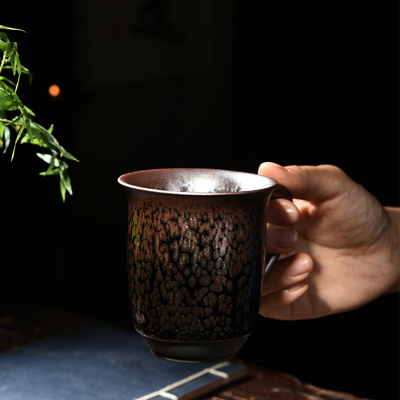 Ancient sheng up of the new Chinese style oil fire building light mark cup with cover cup of water glass ceramic tea cup and meeting by hand