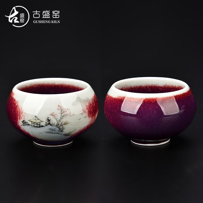 Ancient sheng up pure hand - made up with jun porcelain cups masters cup on household kung fu tea set sample tea cup single cup size