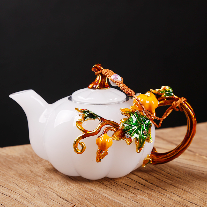 The ancient jade porcelain stone pot sheng up porcelain household enamel teapot Pyrex glass tea set single pot pot