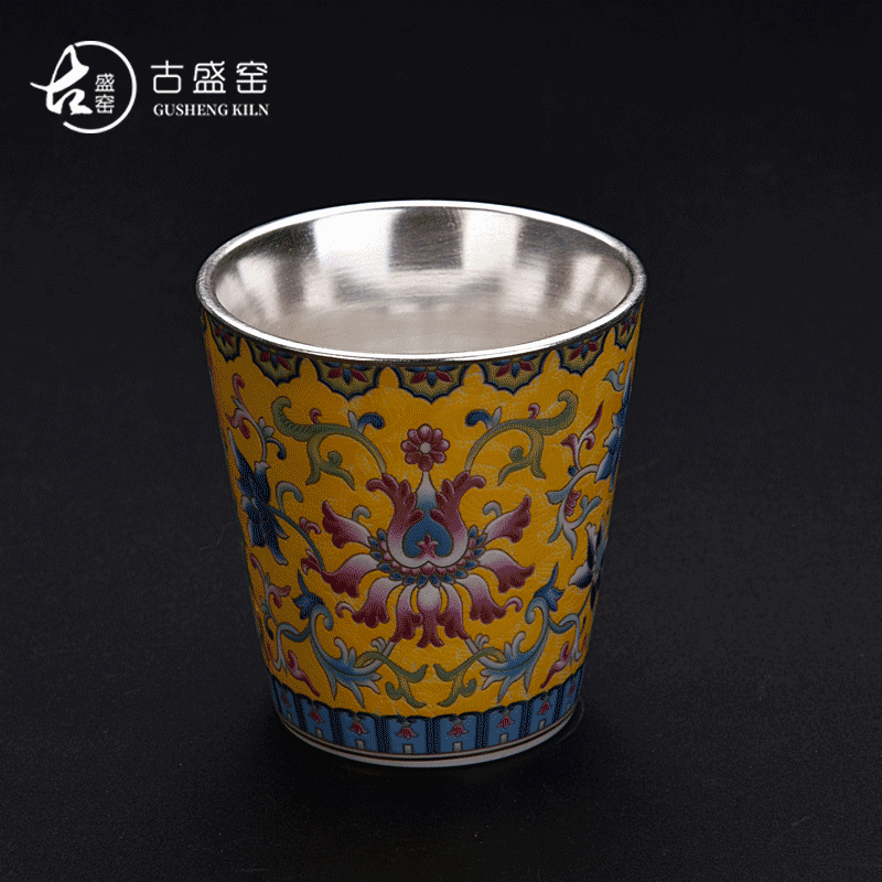 Ancient sheng up new sterling silver ceramic coppering. As silver 99 sample tea cup to pick flowers cup colored enamel master cup cup single fullness