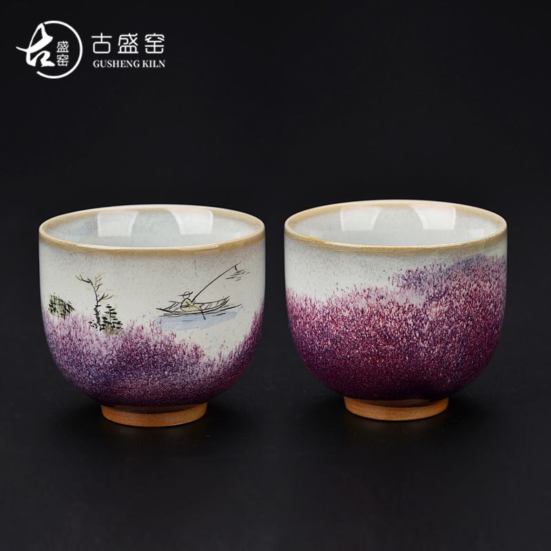 Ancient sheng up teacups hand - made ceramic sheet glass up with jun open title of single cup tea house, the master sample tea cup